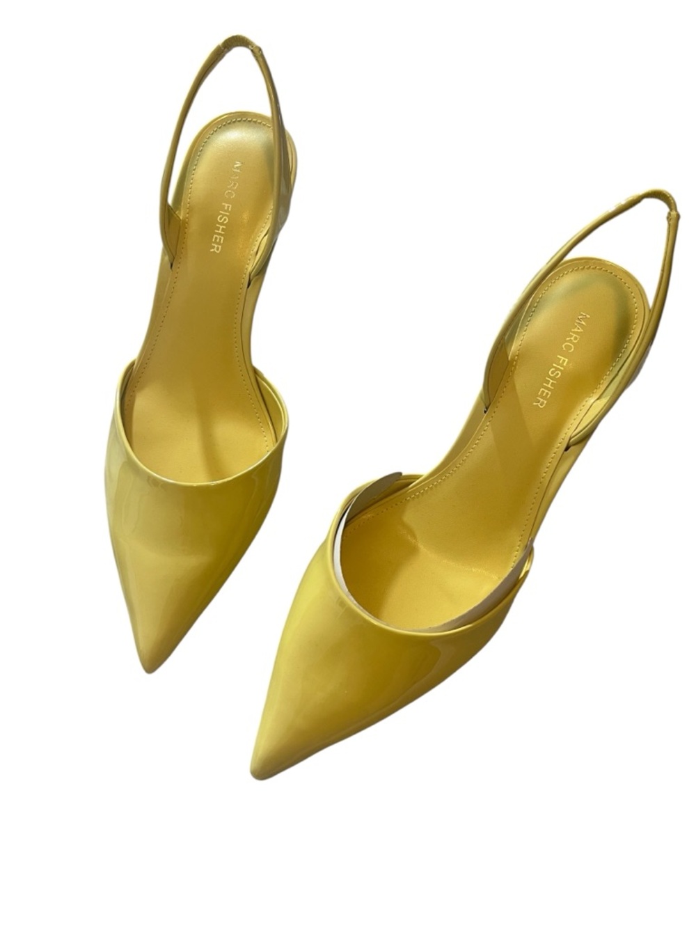 Marc Fisher Yellow Patent Slingback Heels Pointed Toe Size 10